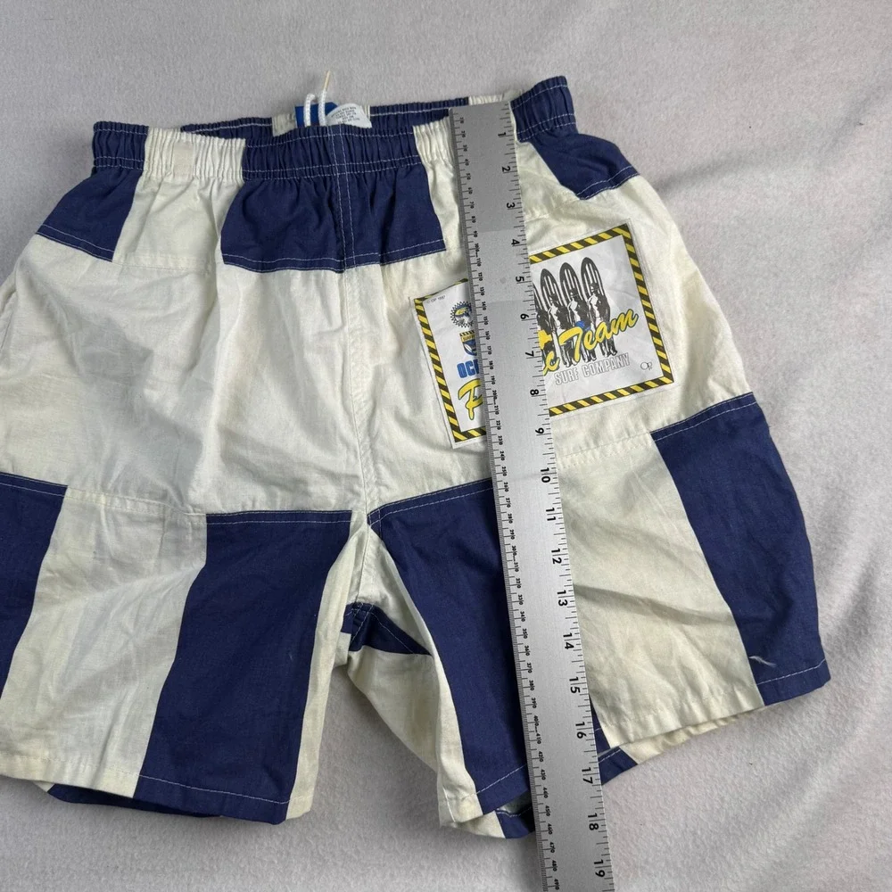 Vintage 1987 Ocean Pacific OP Surf Team Striped Shorts Blue White Mens Medium